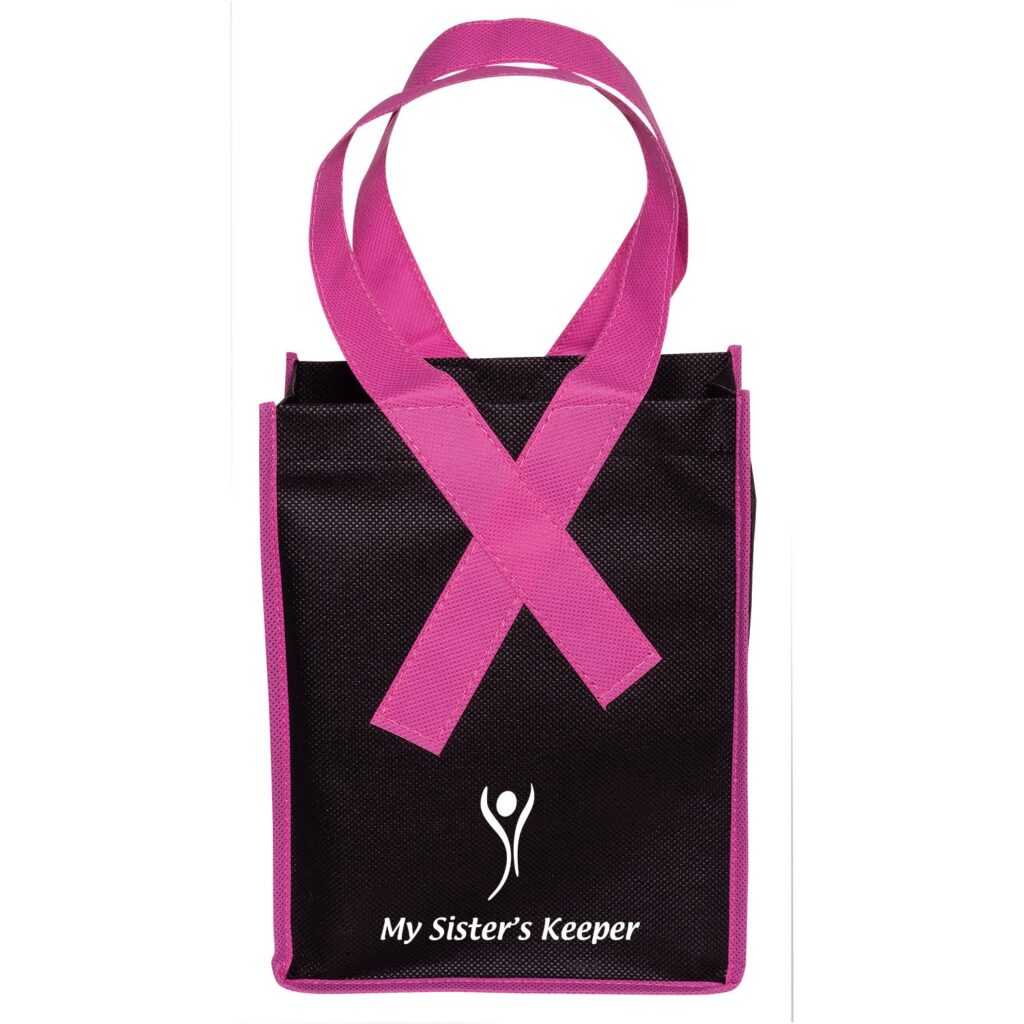 Pink and black bag in honor of Breast Cancer Awareness Month